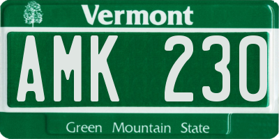 VT license plate AMK230