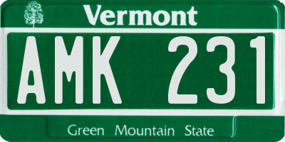 VT license plate AMK231