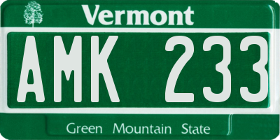 VT license plate AMK233