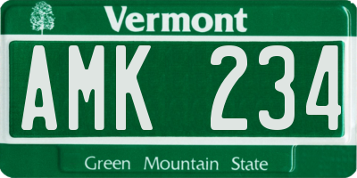 VT license plate AMK234