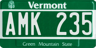 VT license plate AMK235