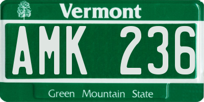 VT license plate AMK236