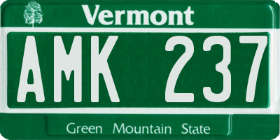 VT license plate AMK237