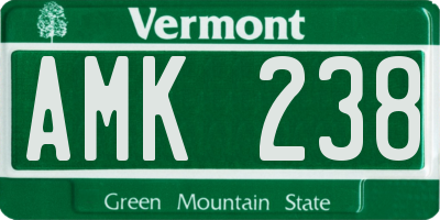 VT license plate AMK238