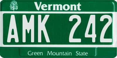 VT license plate AMK242