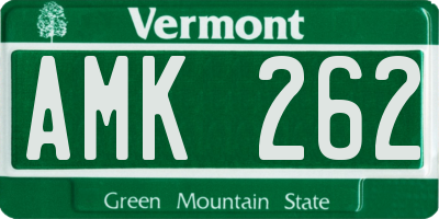 VT license plate AMK262