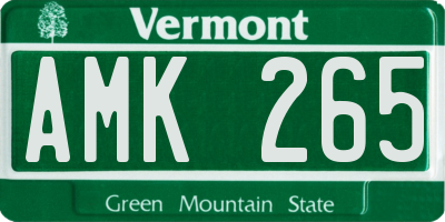 VT license plate AMK265