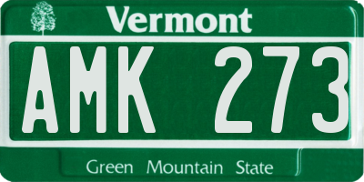 VT license plate AMK273