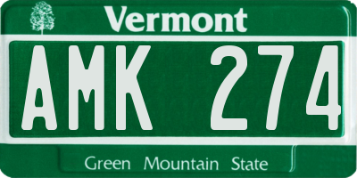 VT license plate AMK274