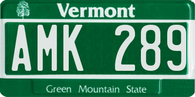 VT license plate AMK289