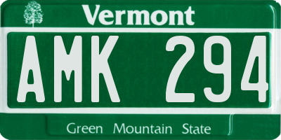 VT license plate AMK294
