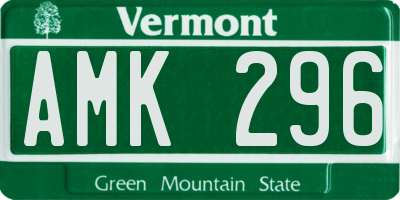 VT license plate AMK296