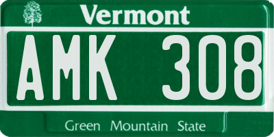 VT license plate AMK308