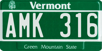VT license plate AMK316