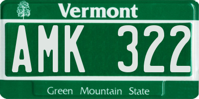VT license plate AMK322