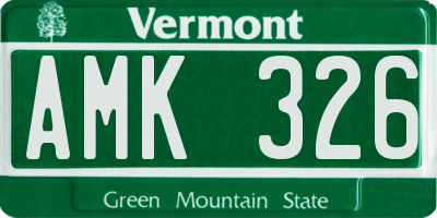 VT license plate AMK326