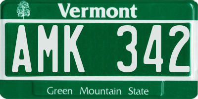 VT license plate AMK342