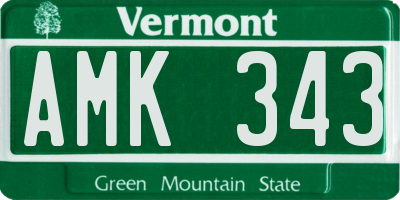 VT license plate AMK343