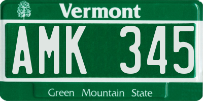 VT license plate AMK345