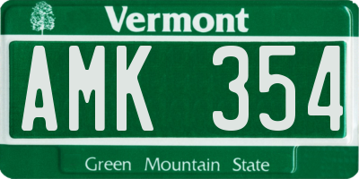 VT license plate AMK354