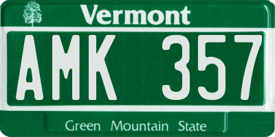 VT license plate AMK357