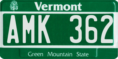 VT license plate AMK362