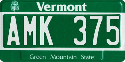 VT license plate AMK375