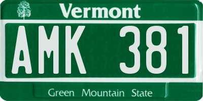 VT license plate AMK381