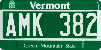 VT license plate AMK382