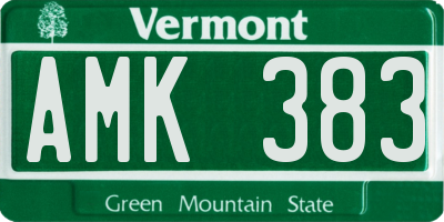 VT license plate AMK383