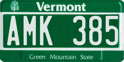 VT license plate AMK385