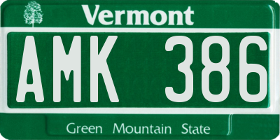 VT license plate AMK386