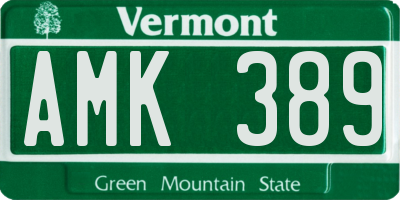 VT license plate AMK389