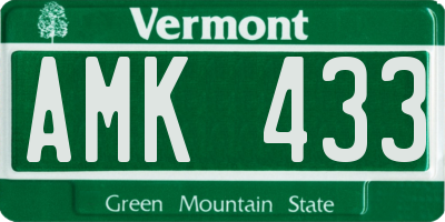 VT license plate AMK433