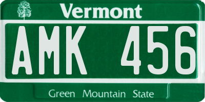 VT license plate AMK456