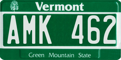 VT license plate AMK462