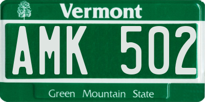VT license plate AMK502
