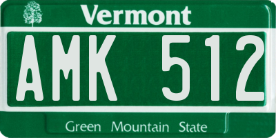 VT license plate AMK512
