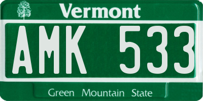 VT license plate AMK533