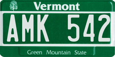 VT license plate AMK542