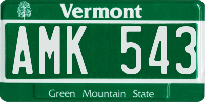 VT license plate AMK543