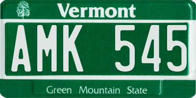 VT license plate AMK545