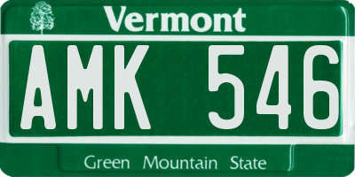 VT license plate AMK546