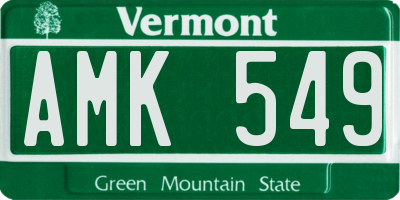 VT license plate AMK549