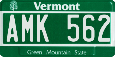 VT license plate AMK562
