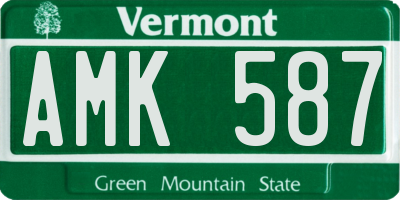 VT license plate AMK587