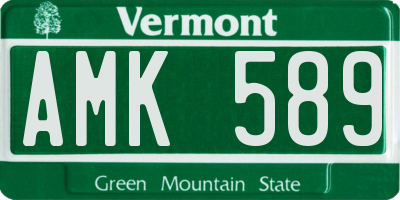 VT license plate AMK589
