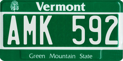 VT license plate AMK592