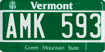 VT license plate AMK593