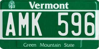 VT license plate AMK596